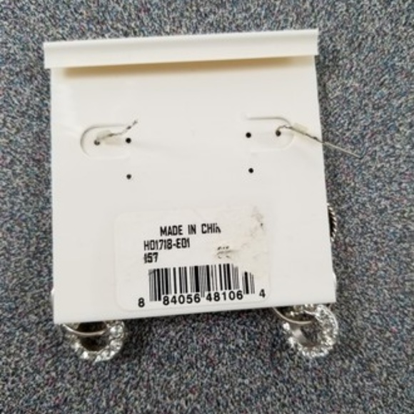 Silver Hoops with Diamond Hanging Earrings - Picture 3 of 3